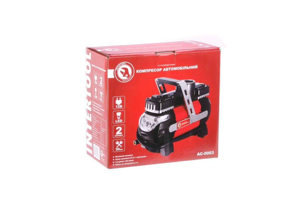 Мінікопресор автомобільний Intertool 12В x 7 бар 40 л/мин двопошневої (AC-0003), фото №4