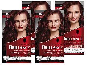 Крем-фарба для волосся Brillance Intensive Colour 876 Вишуканий червоне дерево (4 x 160 мл), стійка фарба для волосся з діамантовим блиском та кондиціонером - Фото 1