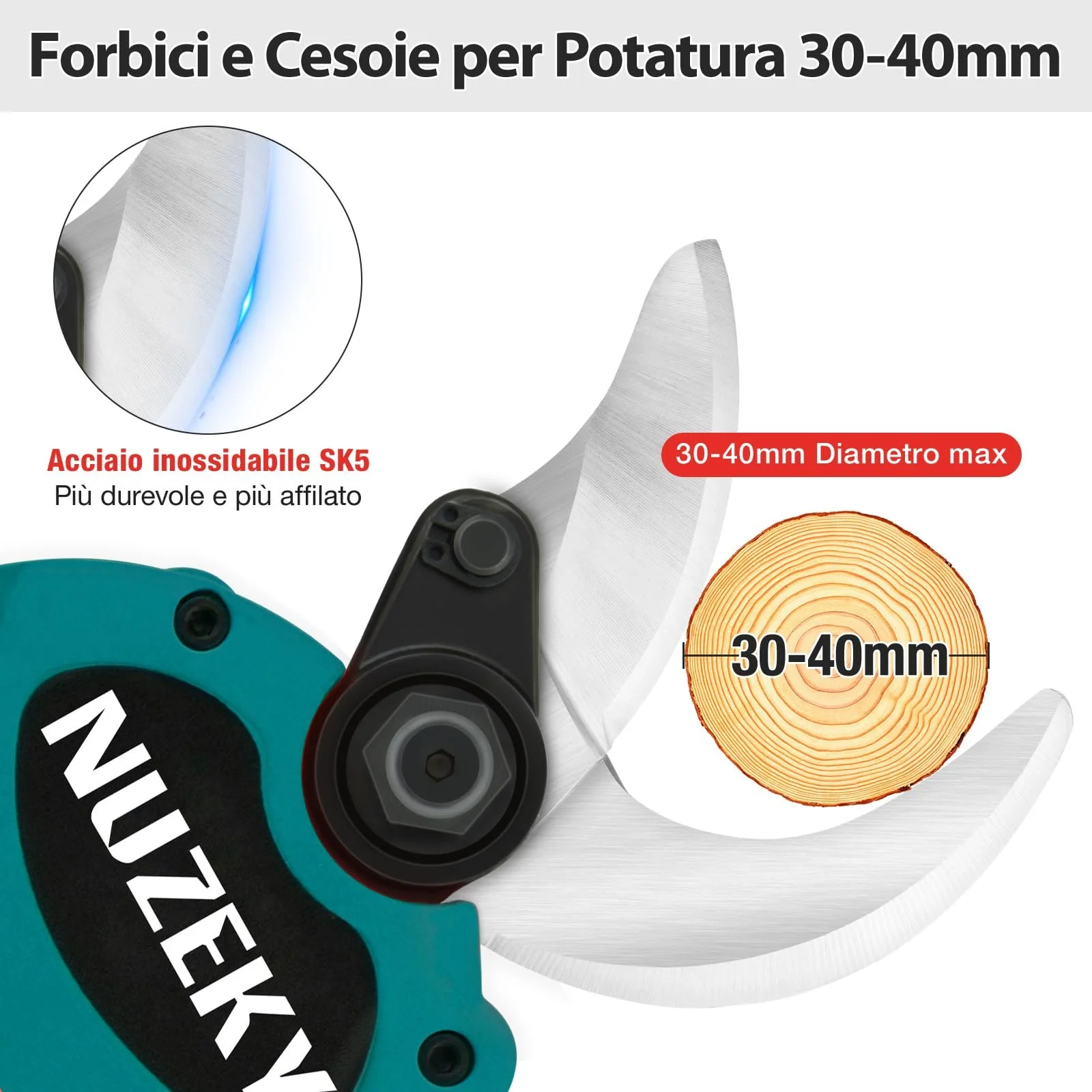 Акумуляторний електричний секатор 2 x 24 V 30-40 мм, фото №4