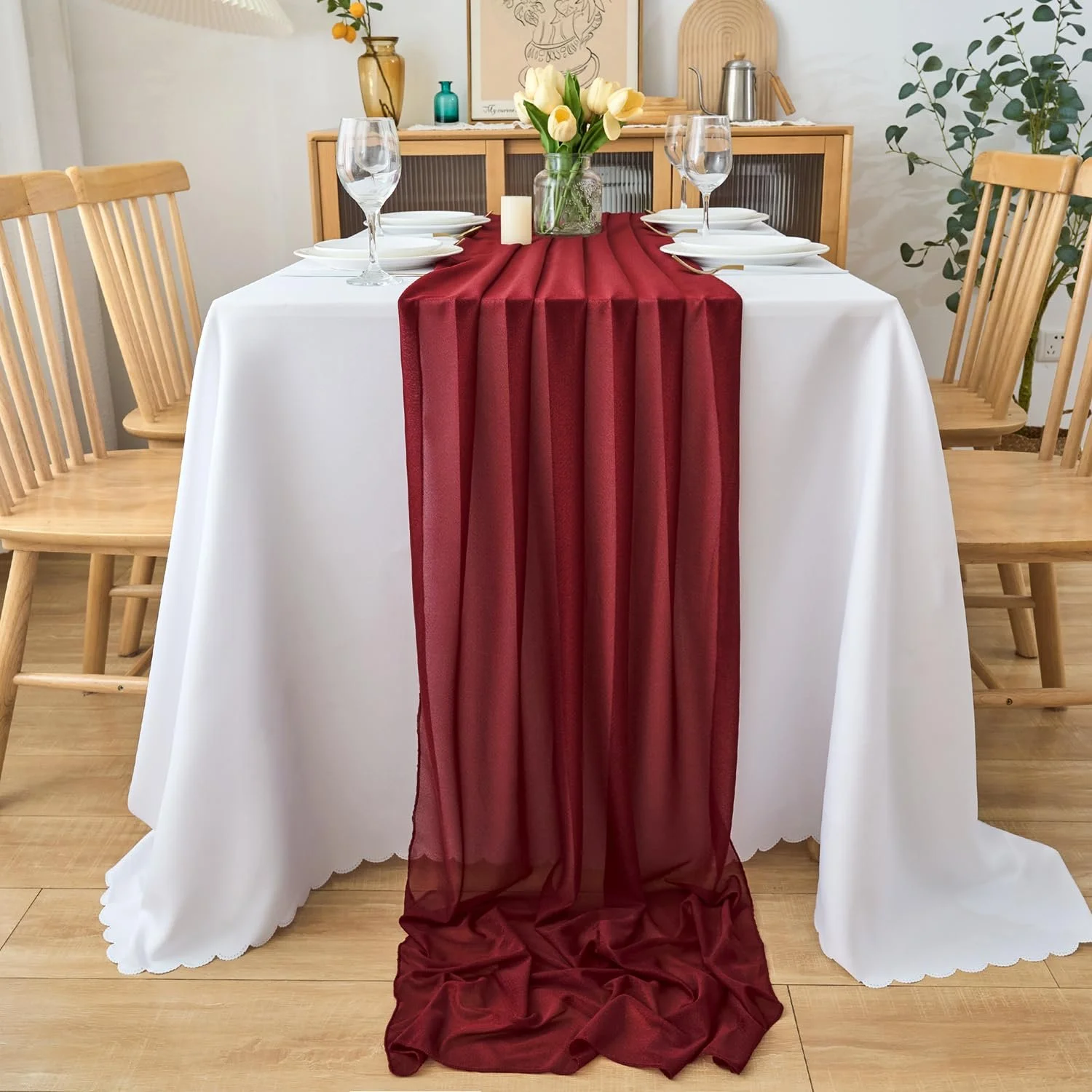 Ранер Chiffon Tulle Burgundy Red 77 x 300 см, фото №2 Ранер Chiffon Tulle Burgundy Red 77 x 300 см, фото №2