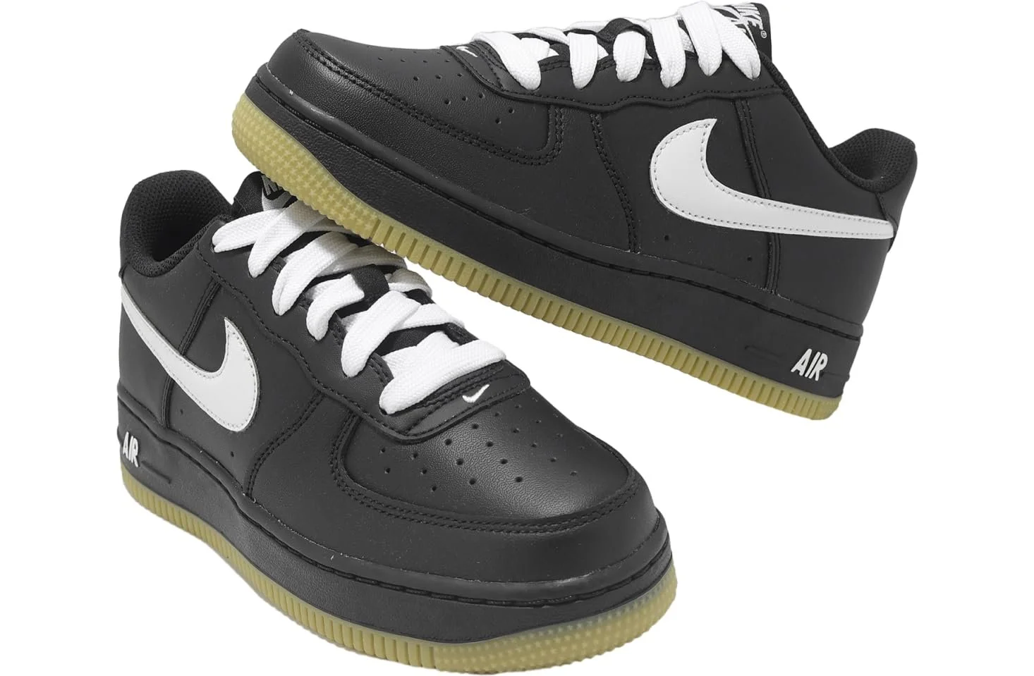 Кроссовки NIKE Air Force 1 HQ1911 Черный/Белый-Gum Light Brown Feather для мальчиков, цвет Черный, резиновая подошва, фото №6