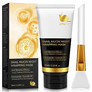 Ночная маска для обертывания с коллагеном Snail Slime, коллагеновая маска для лица, органическая коллагеновая маска-пленка для глубокого питания кожи, корейский уход за кожей, с кисточкой - Фото 1