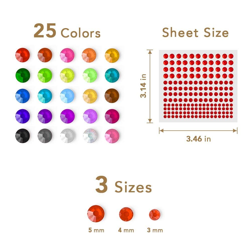 Самоклеящиеся стразы Nicpro, 4125 штук, 25 цветов, 3 размера, наклейки с драгоценными камнями для лица, тела, DIY искусства и дизайна ногтей, фото №3