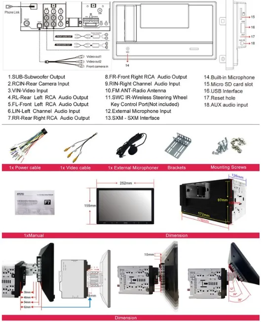Автомагнитола ATOTO F7 PE F7G210PE / 10.1" / Сенсорная / Linux / Apple CarPlay / Android Auto / Bluetooth / WI-FI / GPS / USB / AUX / microSD slot / 2DIN, фото №5