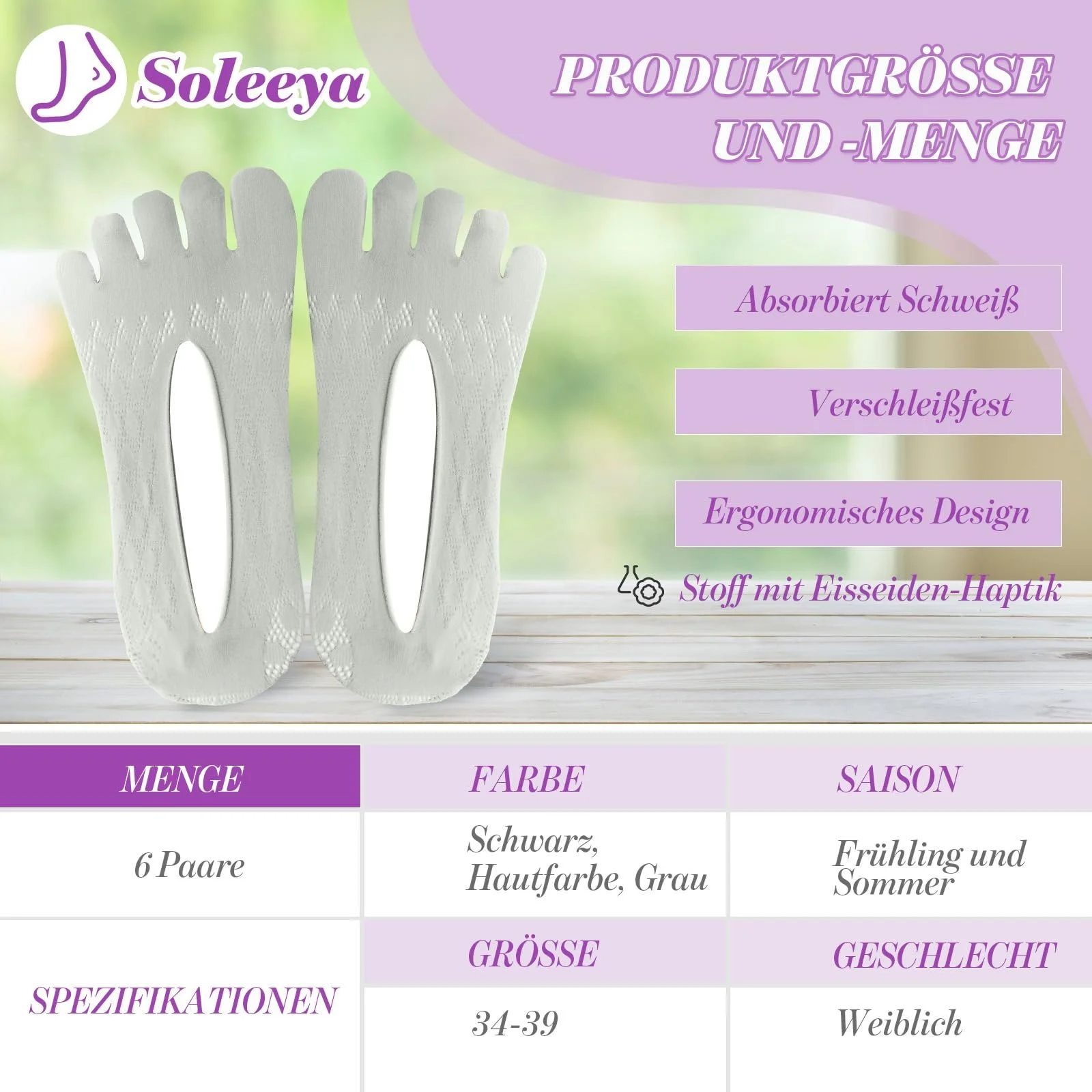 Шкарпетки з п'ятьма пальцями 34-39 Ice Silk, фото №2