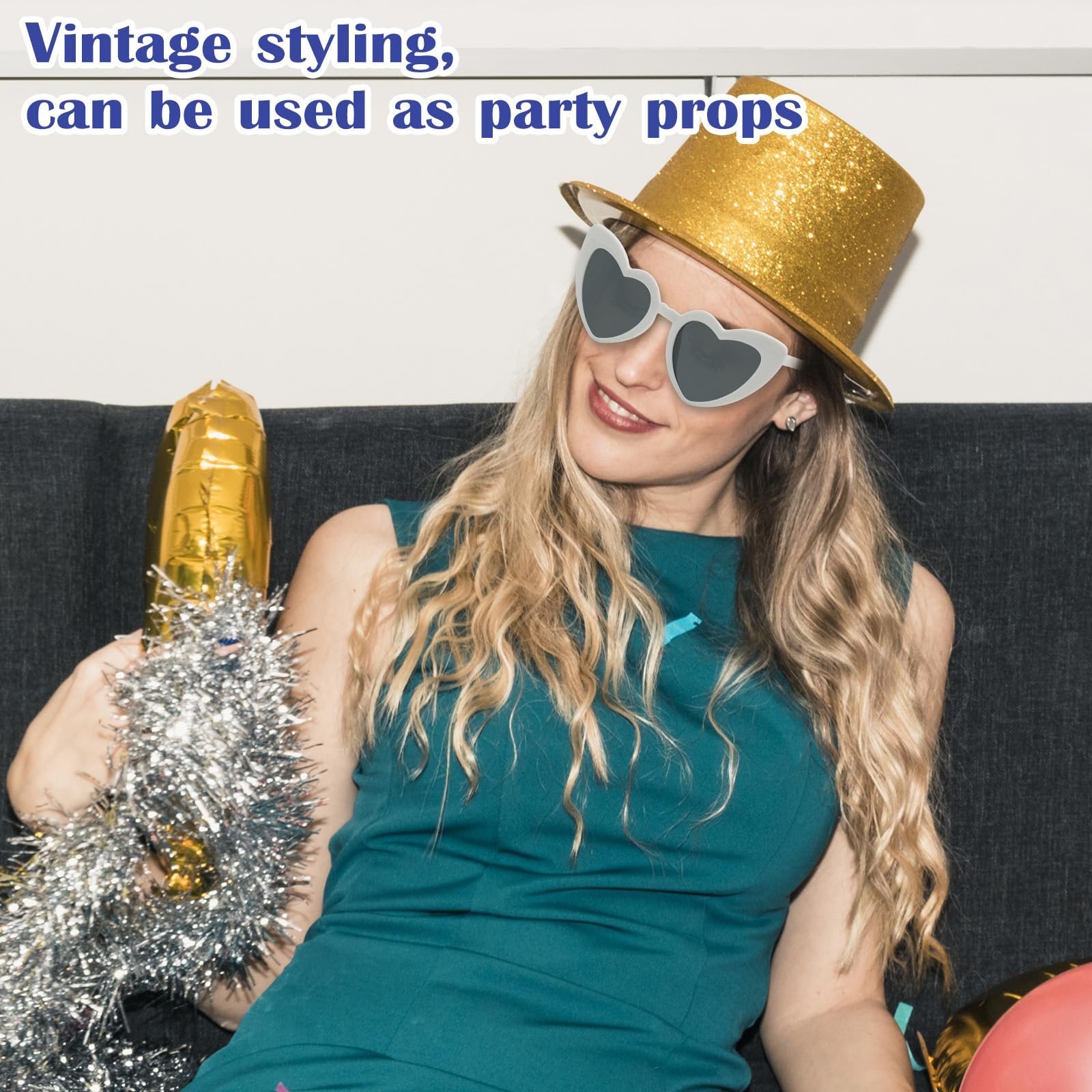 Солнцезащитные Очки VEGCOO Винтажные Сердце Черный и Белый, 6 штук, фото №5