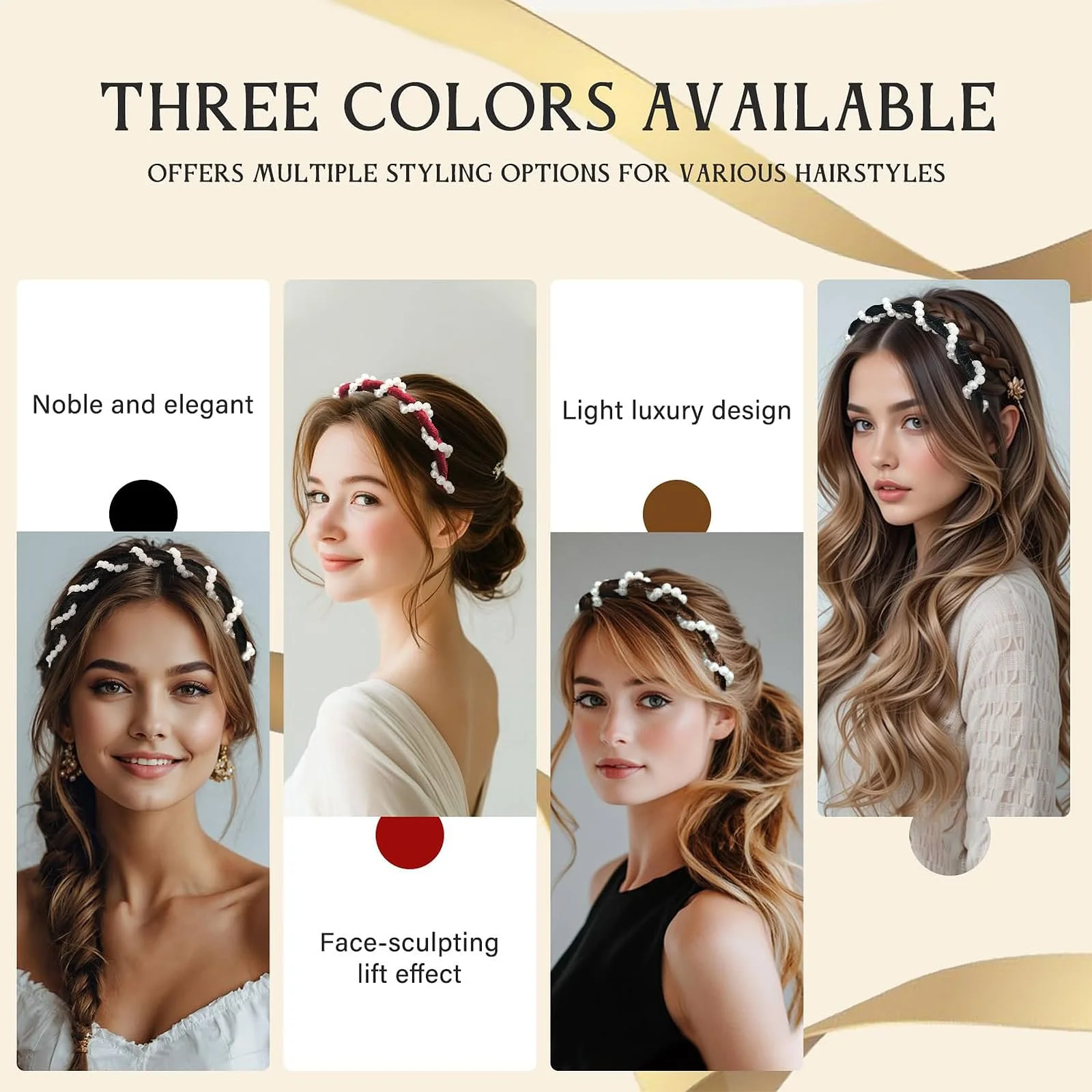 Набор из 3-х искусственных жемчужных обручей., фото №7