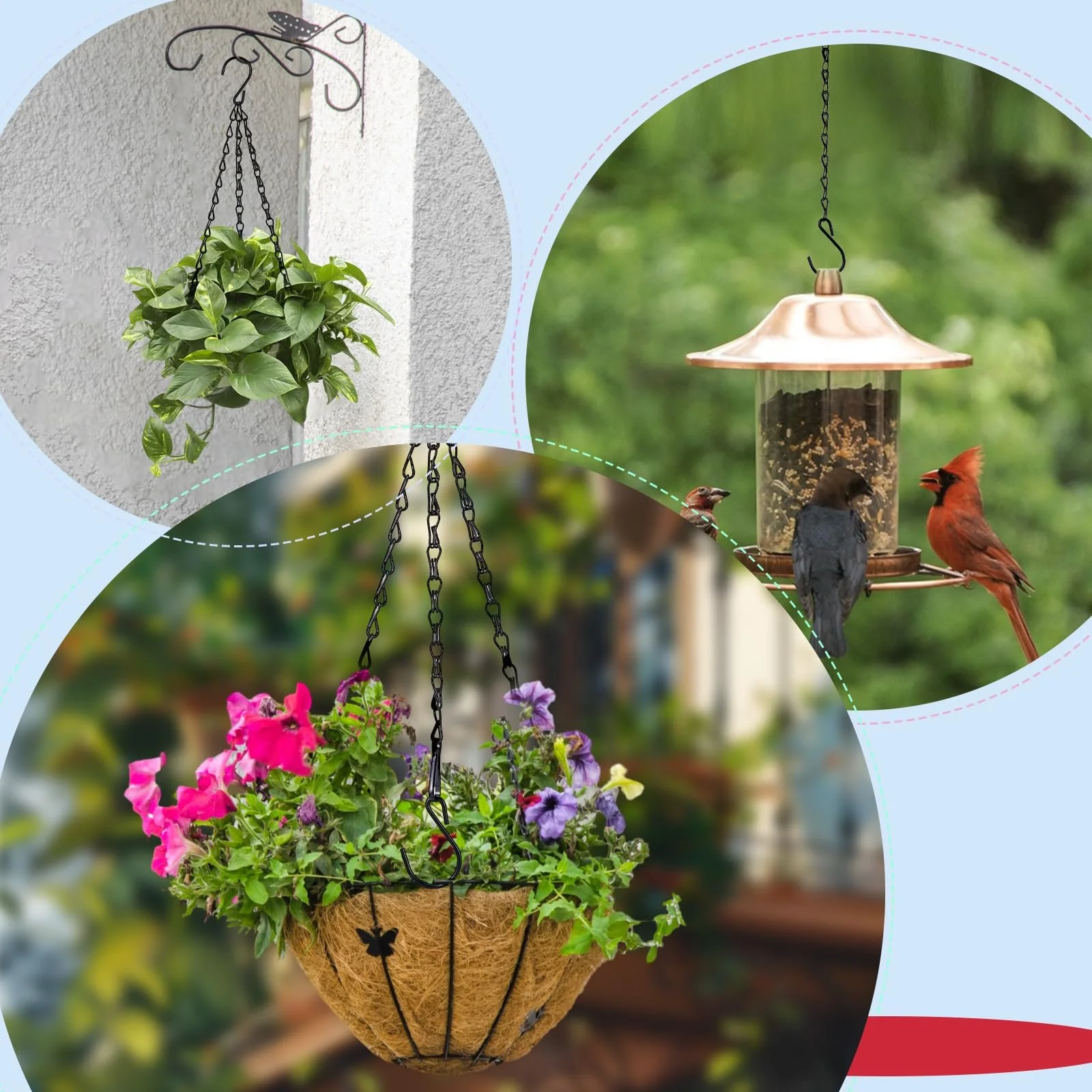 Ланцюги для підвісних кошиків Yolev 12 шт. 24 см металеві з гачками Black, фото №5