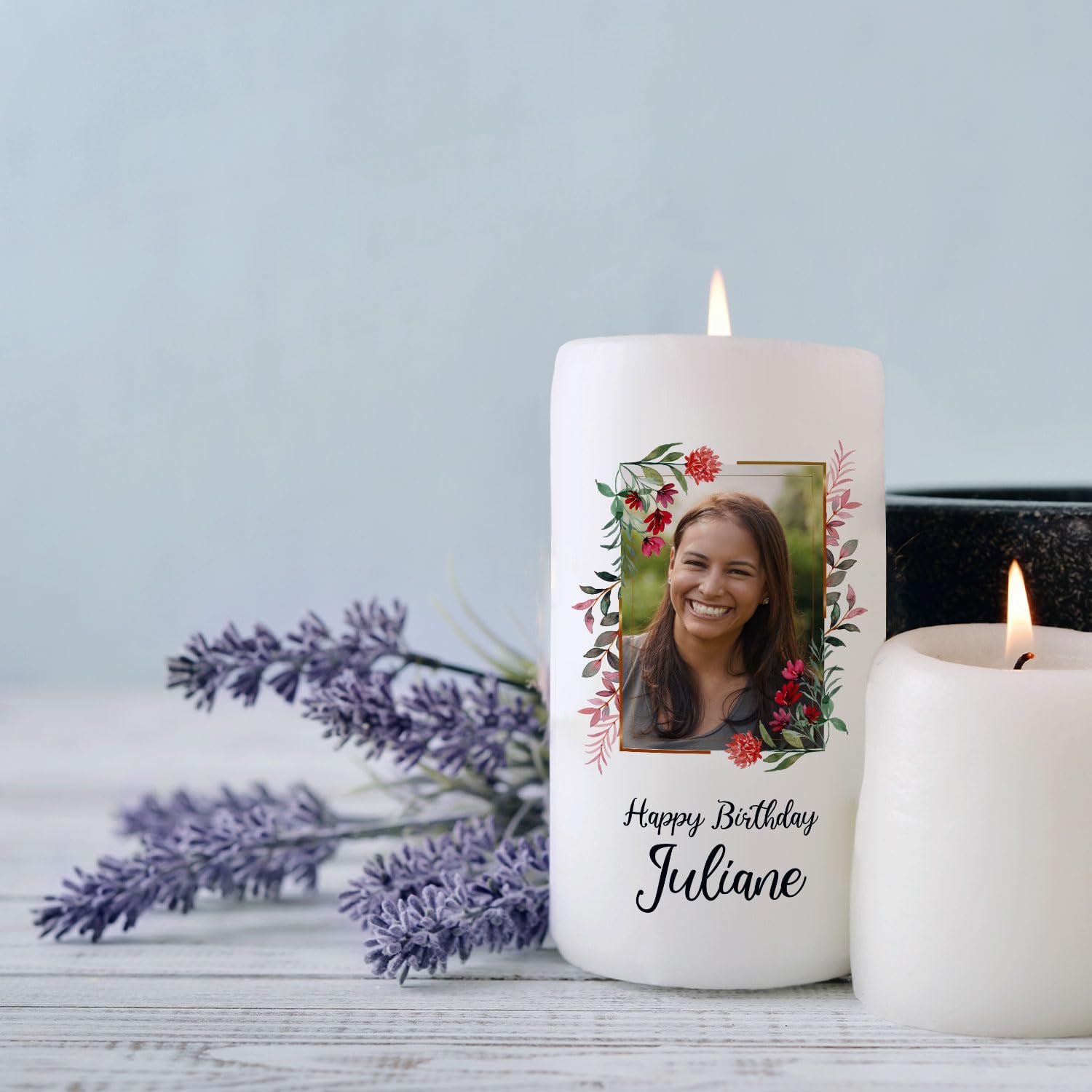 Свеча GRAVURZEILE Именная День рождения С фотографией Цвет: Розовый, фото №2