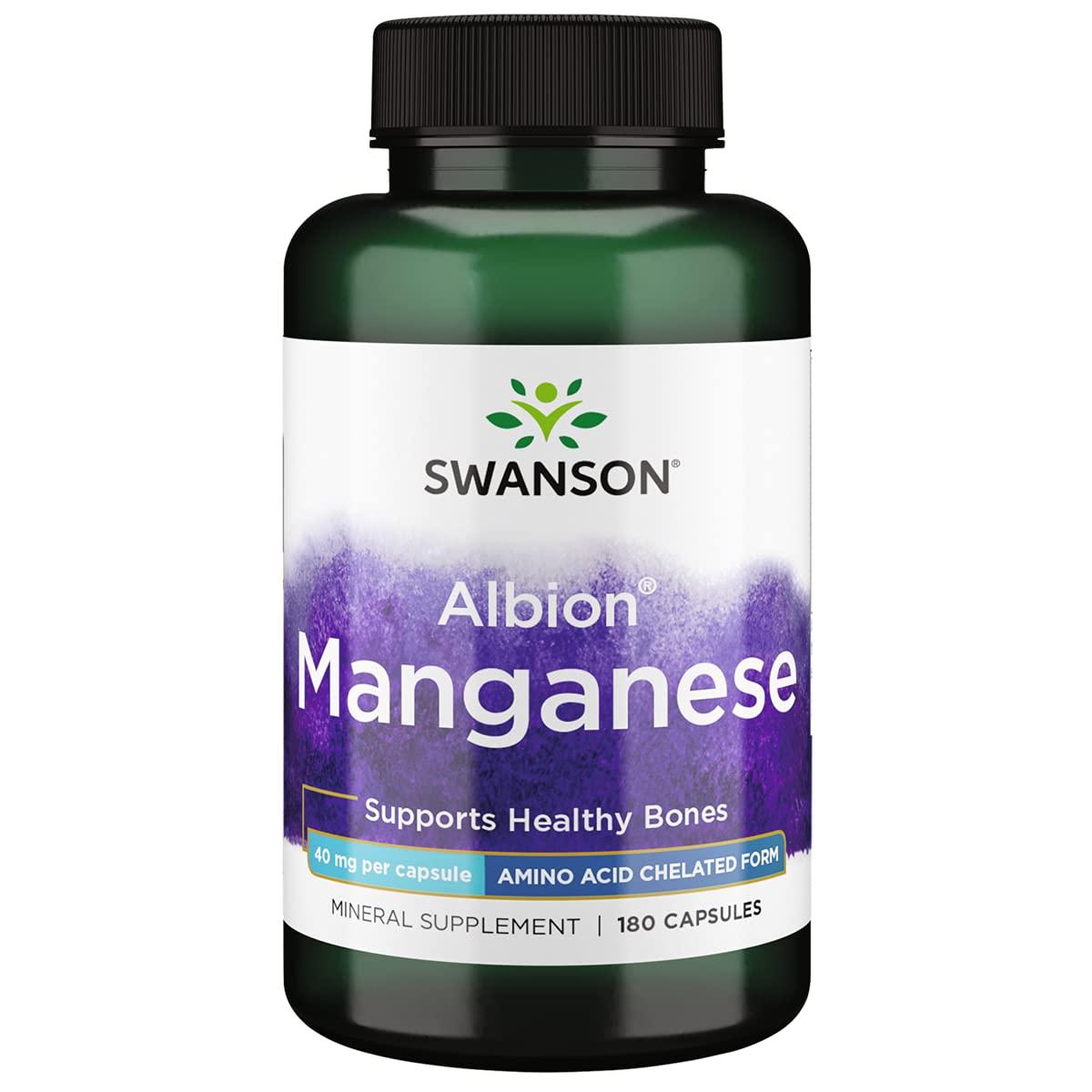 Марганец Swanson Albion Manganese 40 mg 180 Capsules, фото №1
