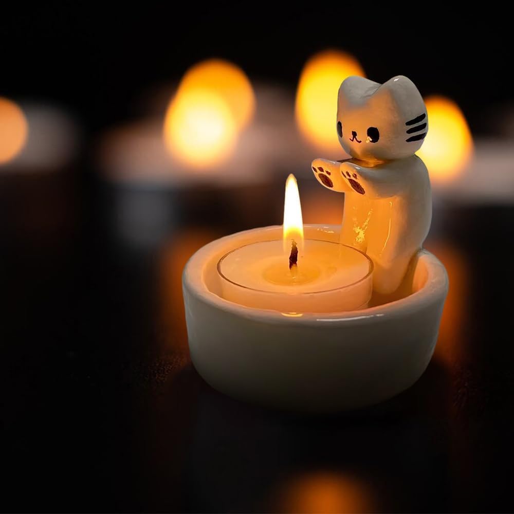 Подсвечник Umikk Candle Holder Cute Cat (белый, без свечей), фото №2