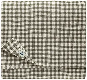 Скатертина Linen & Cotton Estella у клітинку 100% льон 80 x 80 см біло-сіра - Фото 1