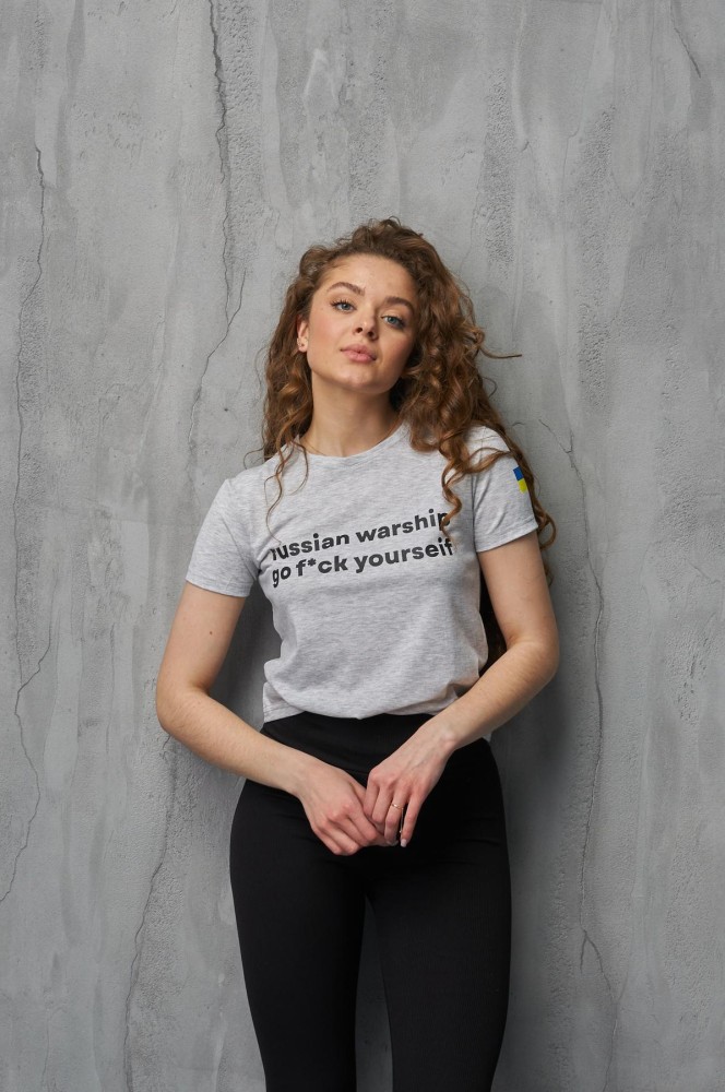 Футболка женская russian warship серая, фото №1