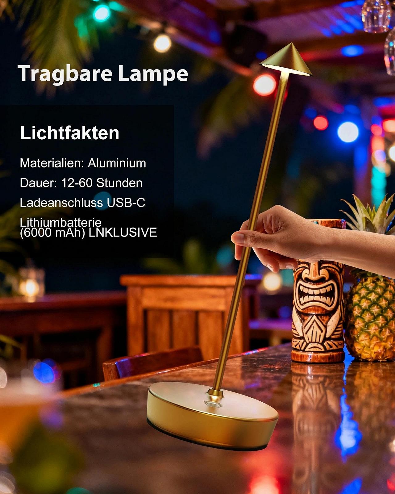 Настільна лампа світлодіодна бездротова 6000 mAh IP54 комплект 2 шт. Titanium, фото №3