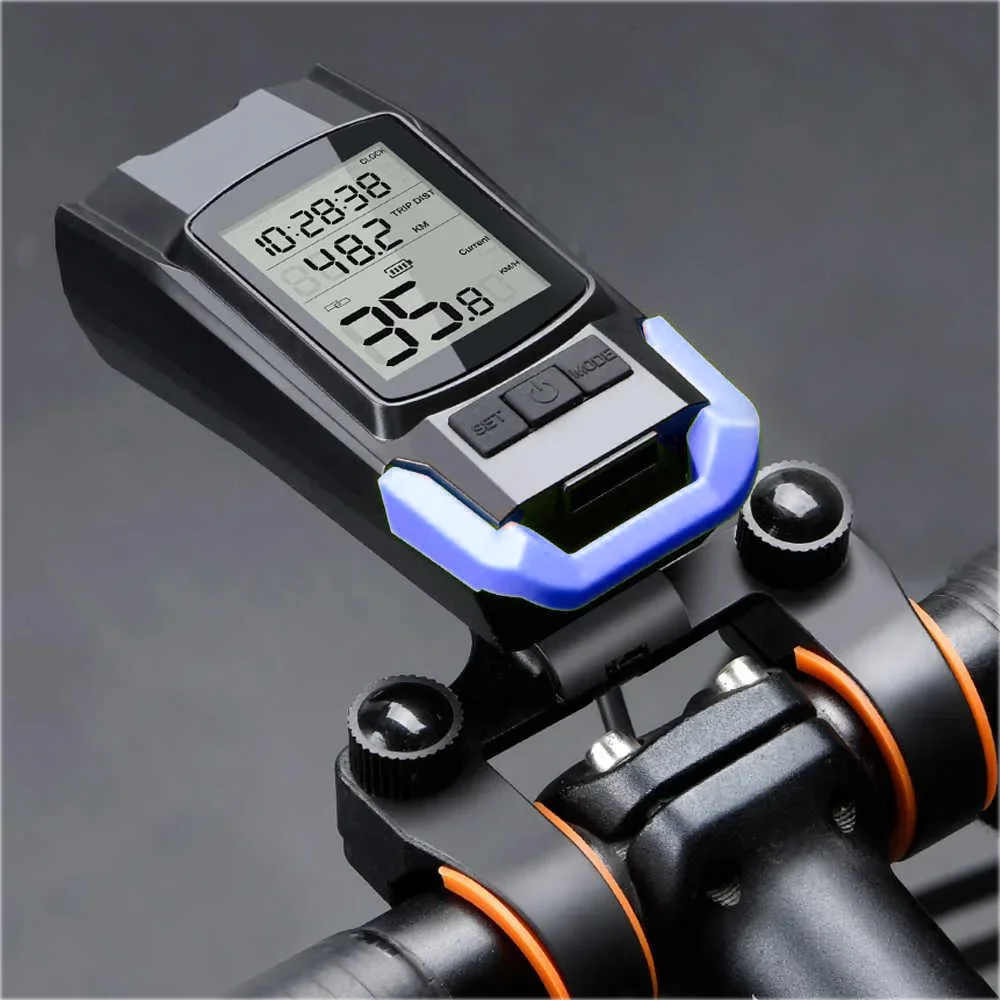 Велосипедний комп'ютер BK-1920 з вело ліхтарем 2 LED Т6 дальній-ближній та дзвінком синій, фото №4 Велосипедний комп'ютер BK-1920 з вело ліхтарем 2 LED Т6 дальній-ближній та дзвінком синій, фото №4