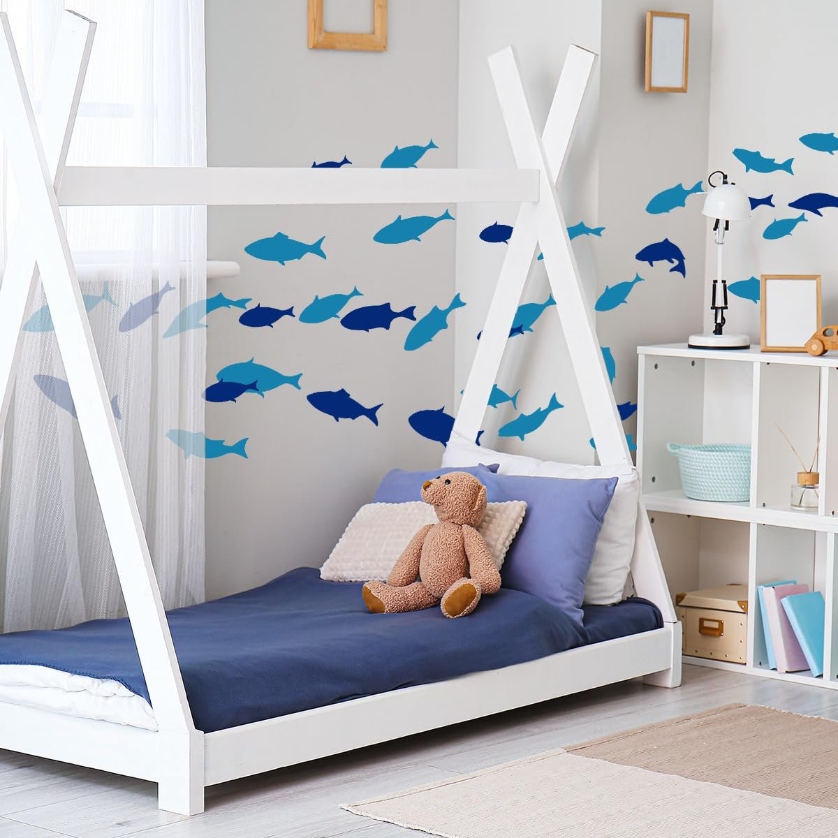 Набір наклейок на стіну Fish 143 x 57 см Синій, фото №5 Набір наклейок на стіну Fish 143 x 57 см Синій, фото №5