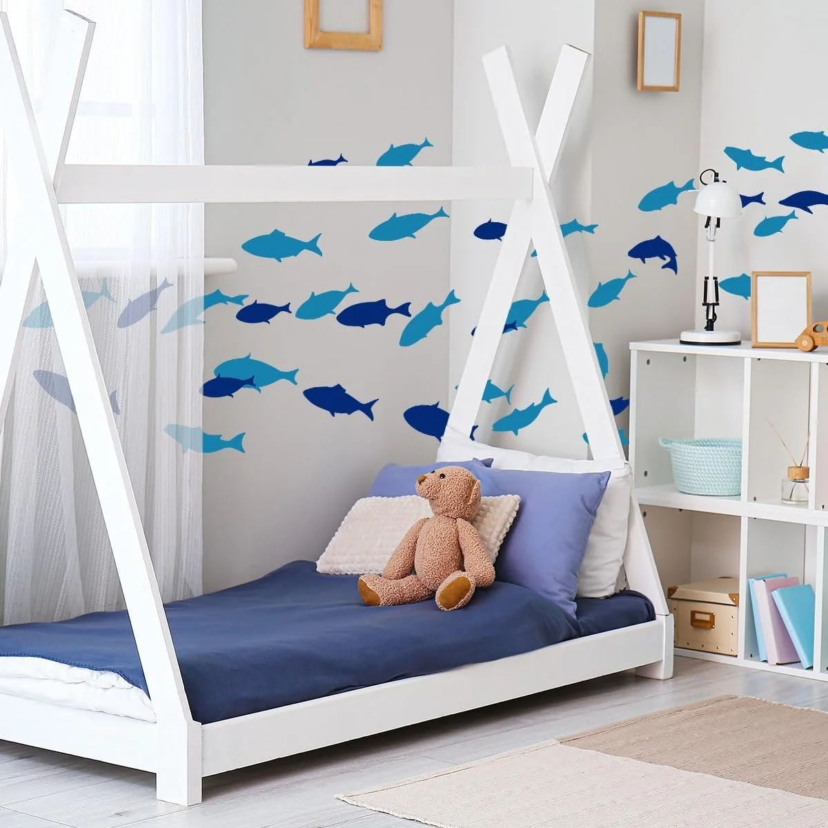 Набор наклеек на стену Fish 143 x 57 см Синий, фото №5