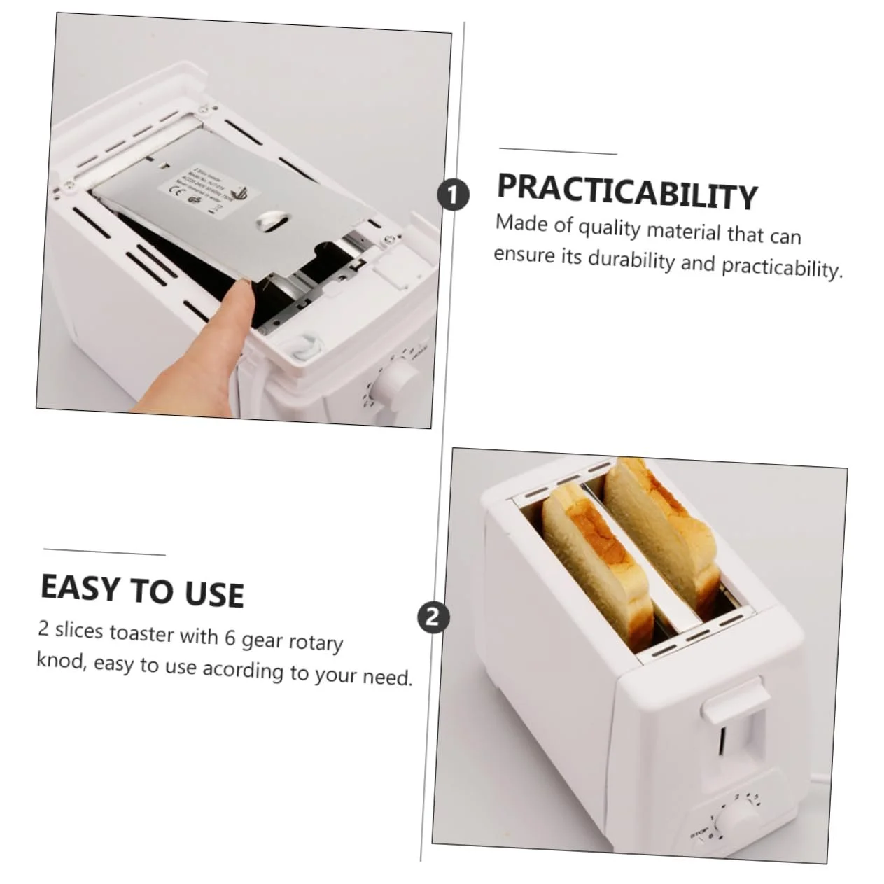 Тостер PRETYZOOM 1 x Opiekacz Do Kanapek Sanwichmacker Пластик Білий, фото №3