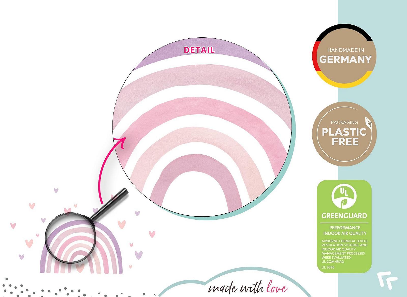 Наклейка на стену Little Deco DL5090 M Радуга с сердечками Фиолетовый Розовый, фото №5