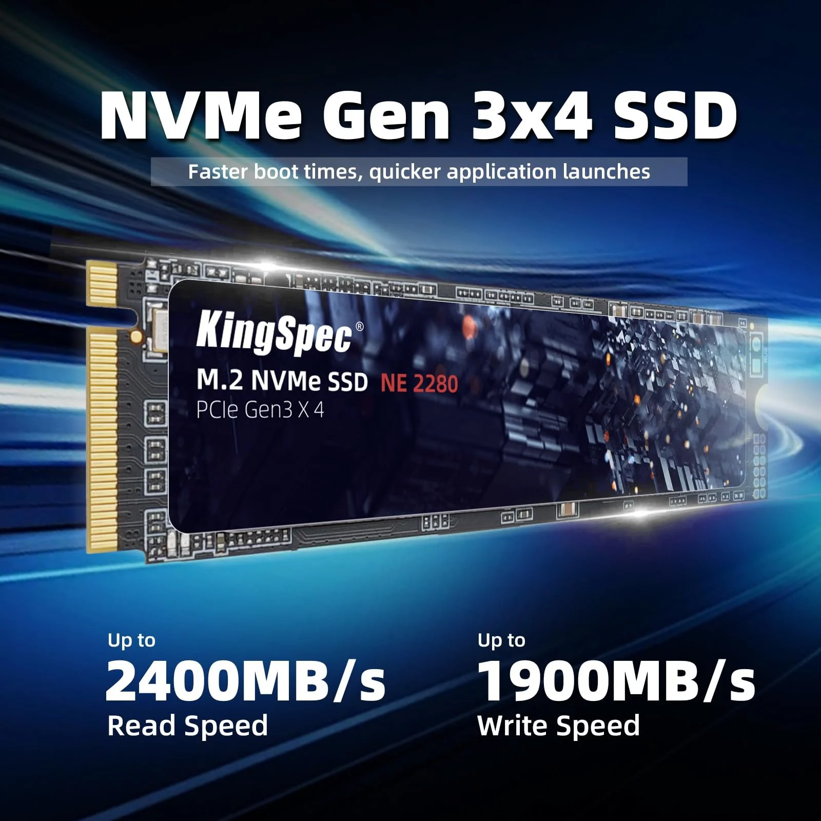 SSD KingSpec NE-2280 256GB NVMe PCIe 3.0 M.2 Gen 3x4 3D NAND, фото №2