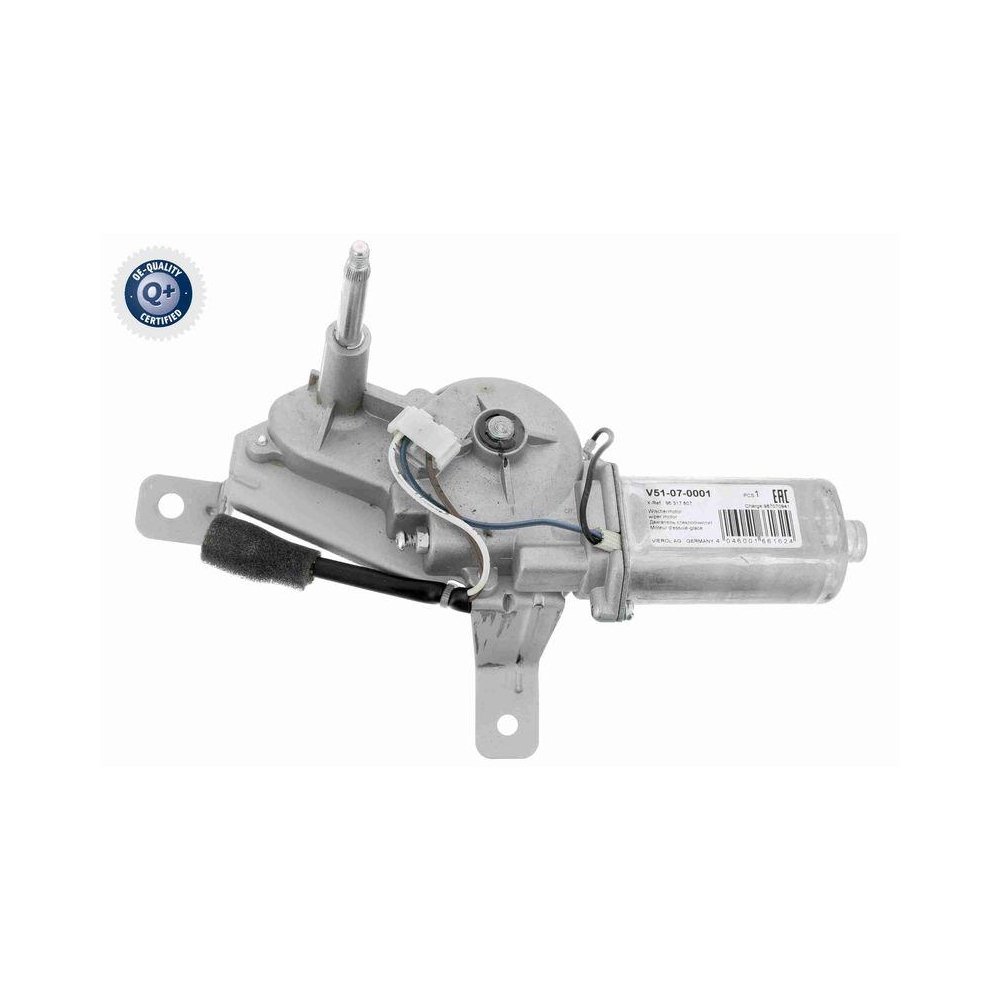 Мотор склоочисника VEMO V51-07-0001 Q+, якість оригінального обладнання для DAEWOO, задній, фото №1