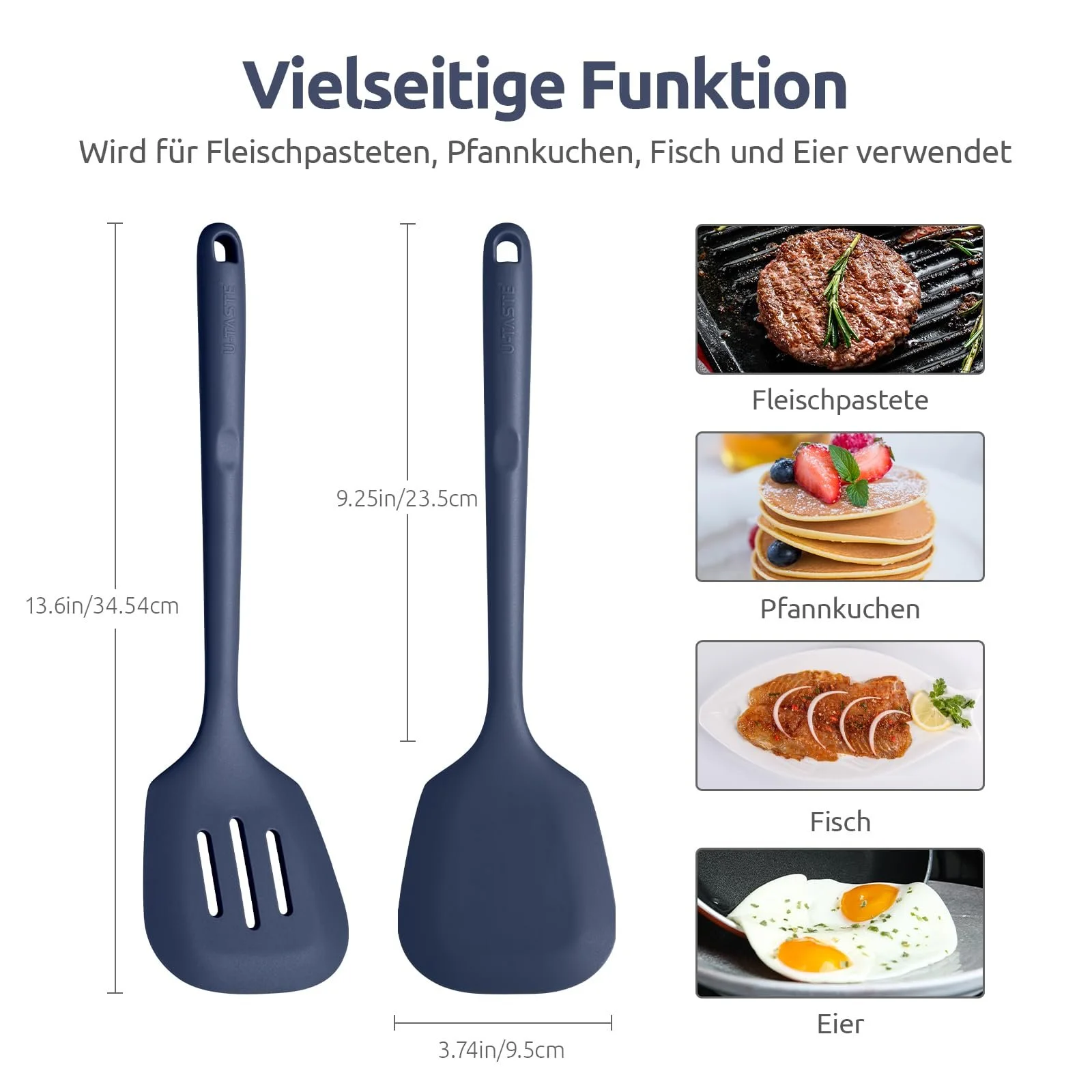 Лопатка кухонная U-Taste силиконовая термостойкая 34.5 см (2 шт) Midnight Blue, фото №2
