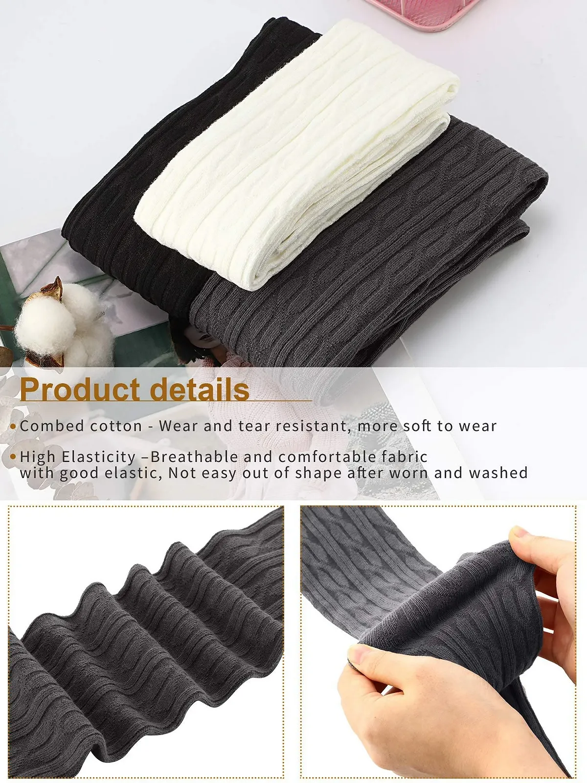 Високі шкарпетки SATINIOR вище коліна 3 пари, фото №5