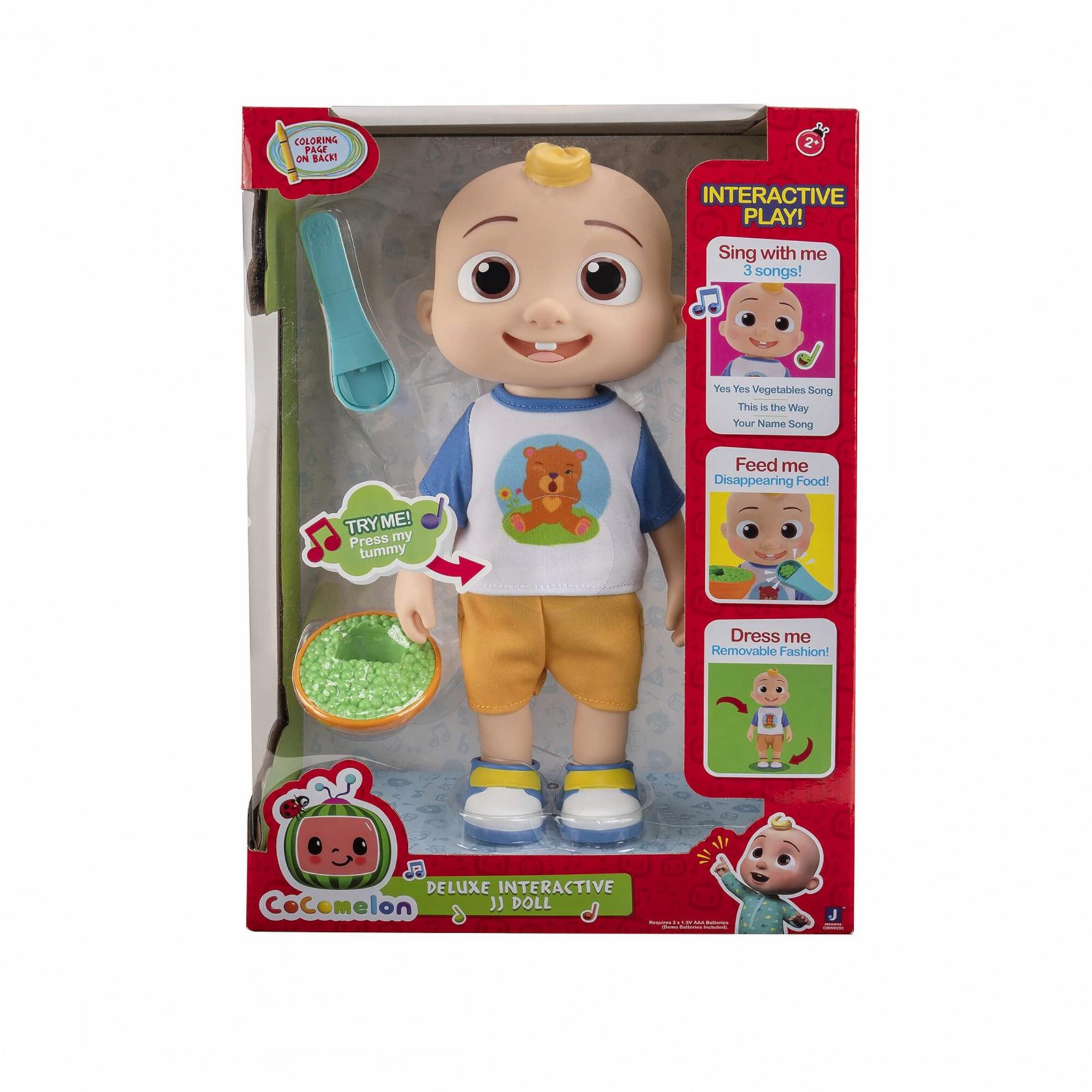 Кукла CoComelon Deluxe Interactive JJ Doll с футболкой, шортами, парой обуви, миской гороха, ложкой, фото №6 Кукла CoComelon Deluxe Interactive JJ Doll с футболкой, шортами, парой обуви, миской гороха, ложкой, фото №6