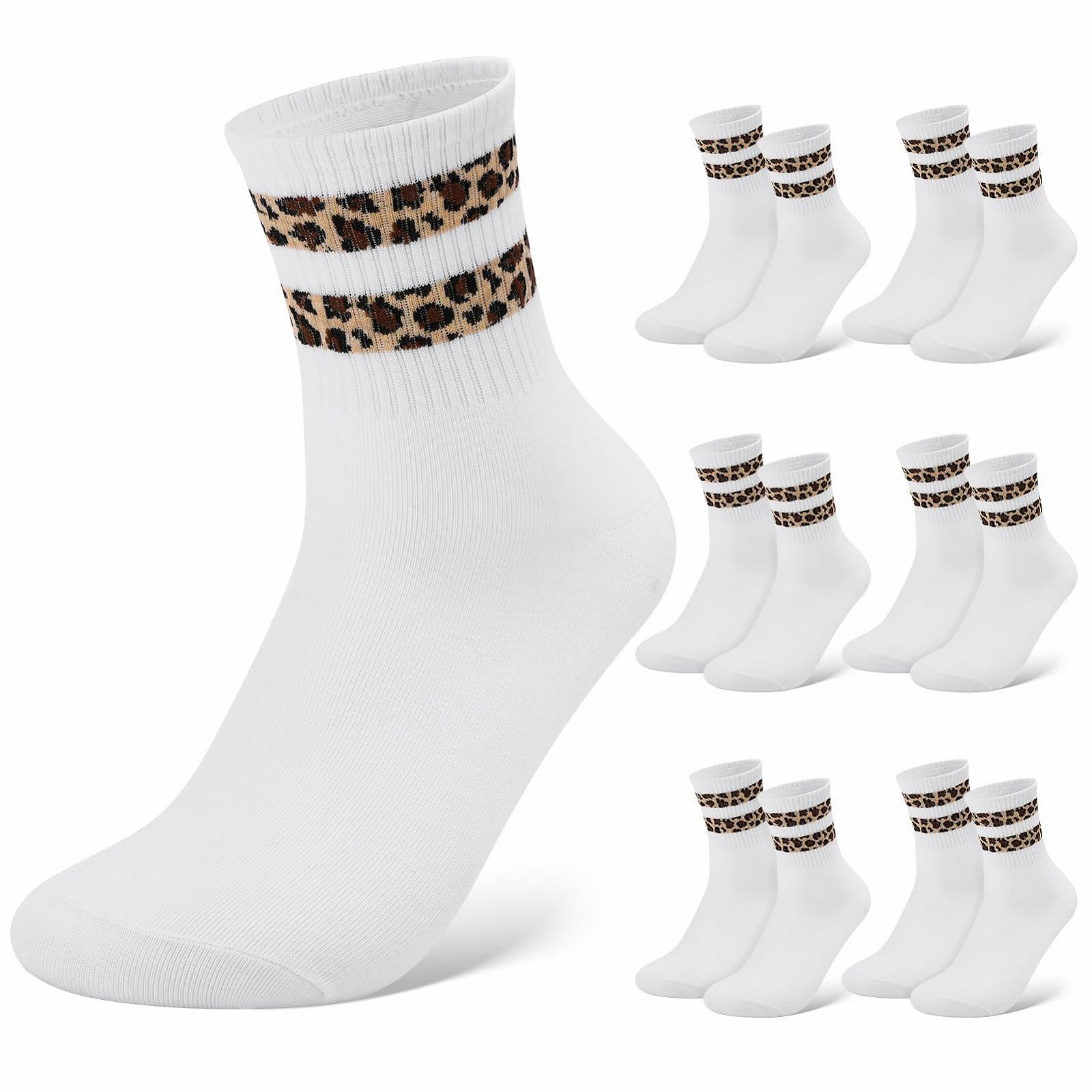 Женские теннисные носки 6 пар, Спортивные носки, Женские теннисные носки с узором животных, Дышащие полосатые носки, Женские хлопковые носки до середины голени, Ретро носки, 38-42, фото №1