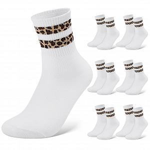 Женские теннисные носки 6 пар, Спортивные носки, Женские теннисные носки с узором животных, Дышащие полосатые носки, Женские хлопковые носки до середины голени, Ретро носки, 38-42 - Фото 1