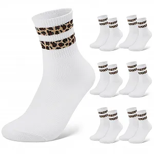 Женские теннисные носки 6 пар, Спортивные носки, Женские теннисные носки с узором животных, Дышащие полосатые носки, Женские хлопковые носки до середины голени, Ретро носки, 38-42 - Фото 1