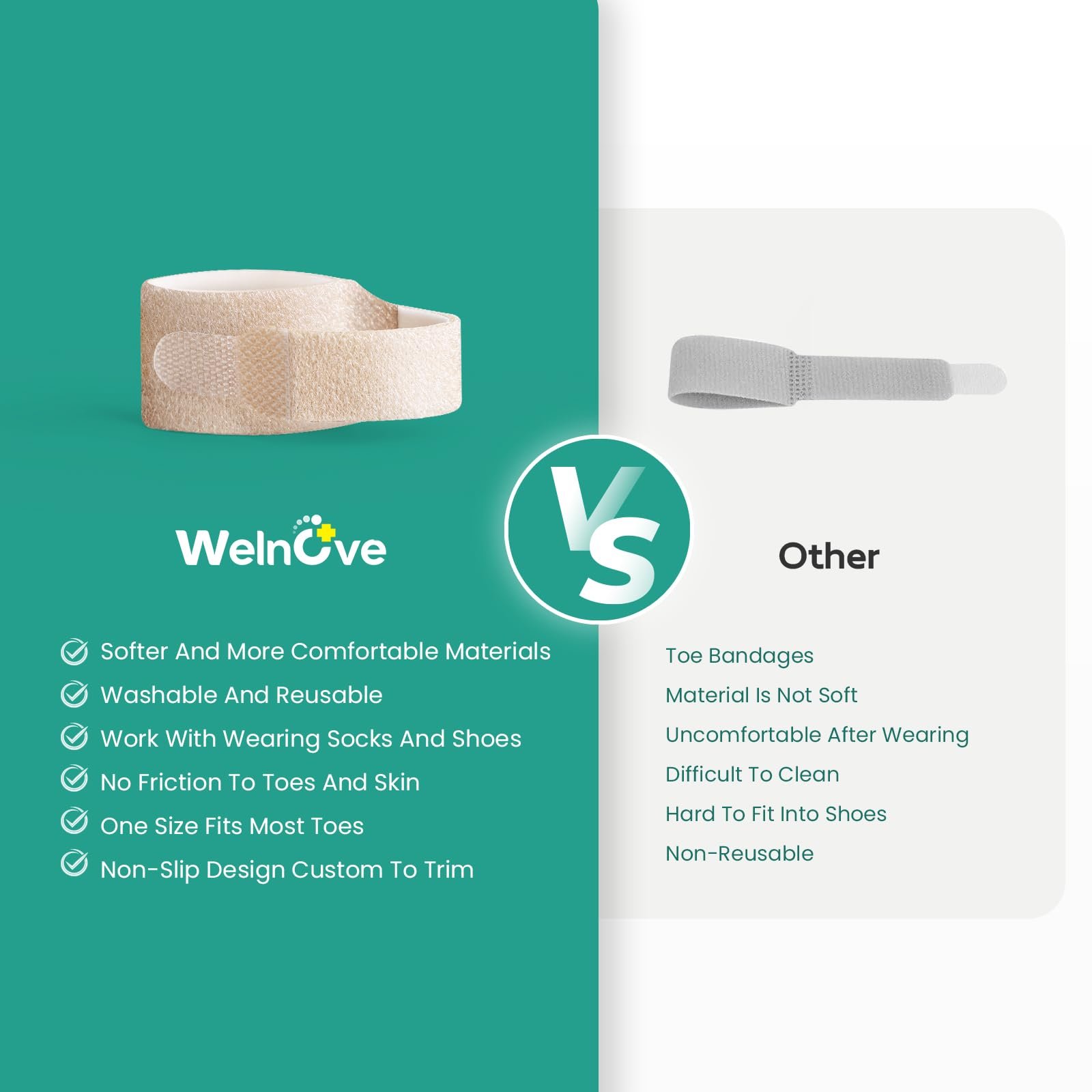 Випрямлячі для молоткоподібних пальців Welnove, бежевий, 16 шт, фото №4 Випрямлячі для молоткоподібних пальців Welnove, бежевий, 16 шт, фото №4