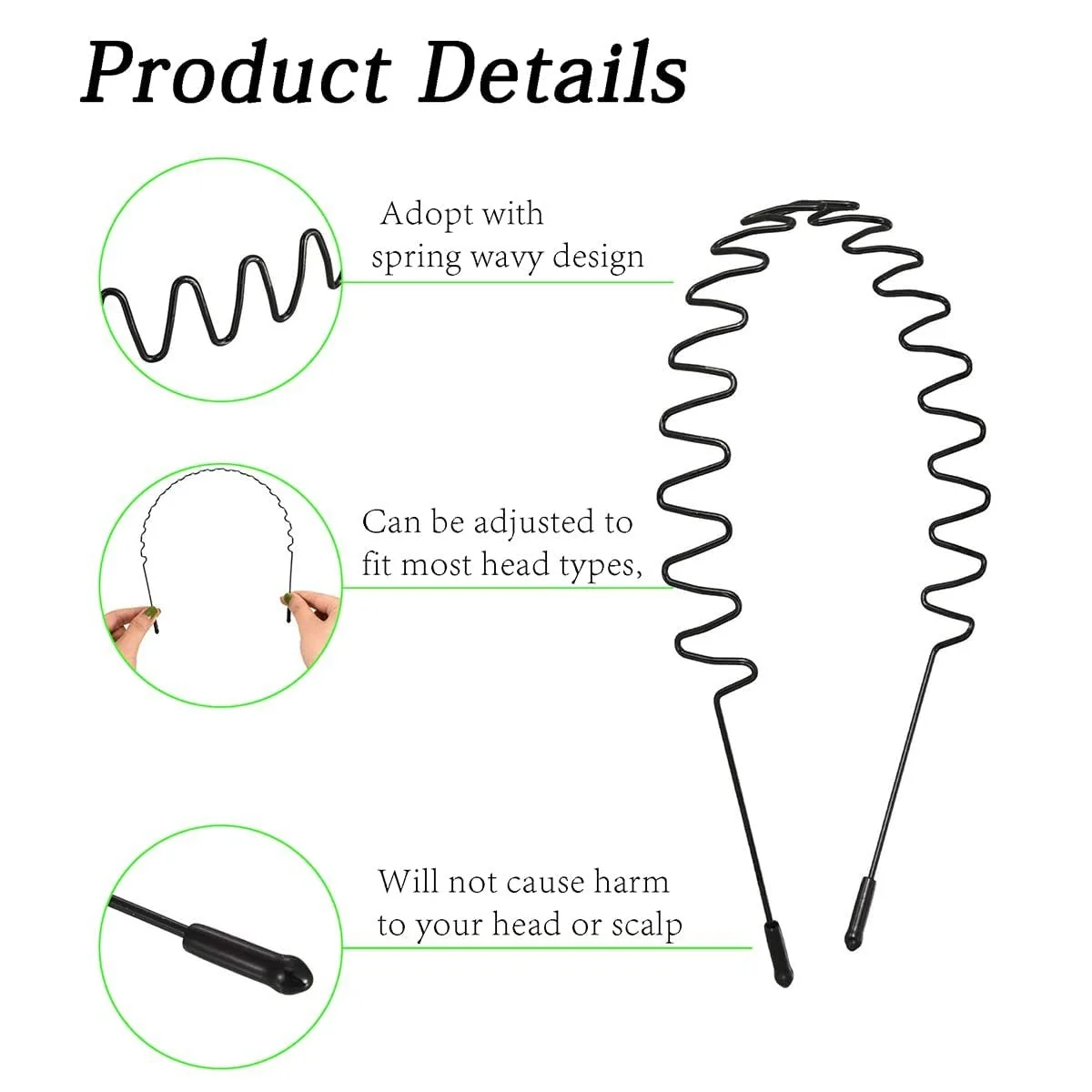 Металевий обруч для волосся Унісекс Регульований, фото №2