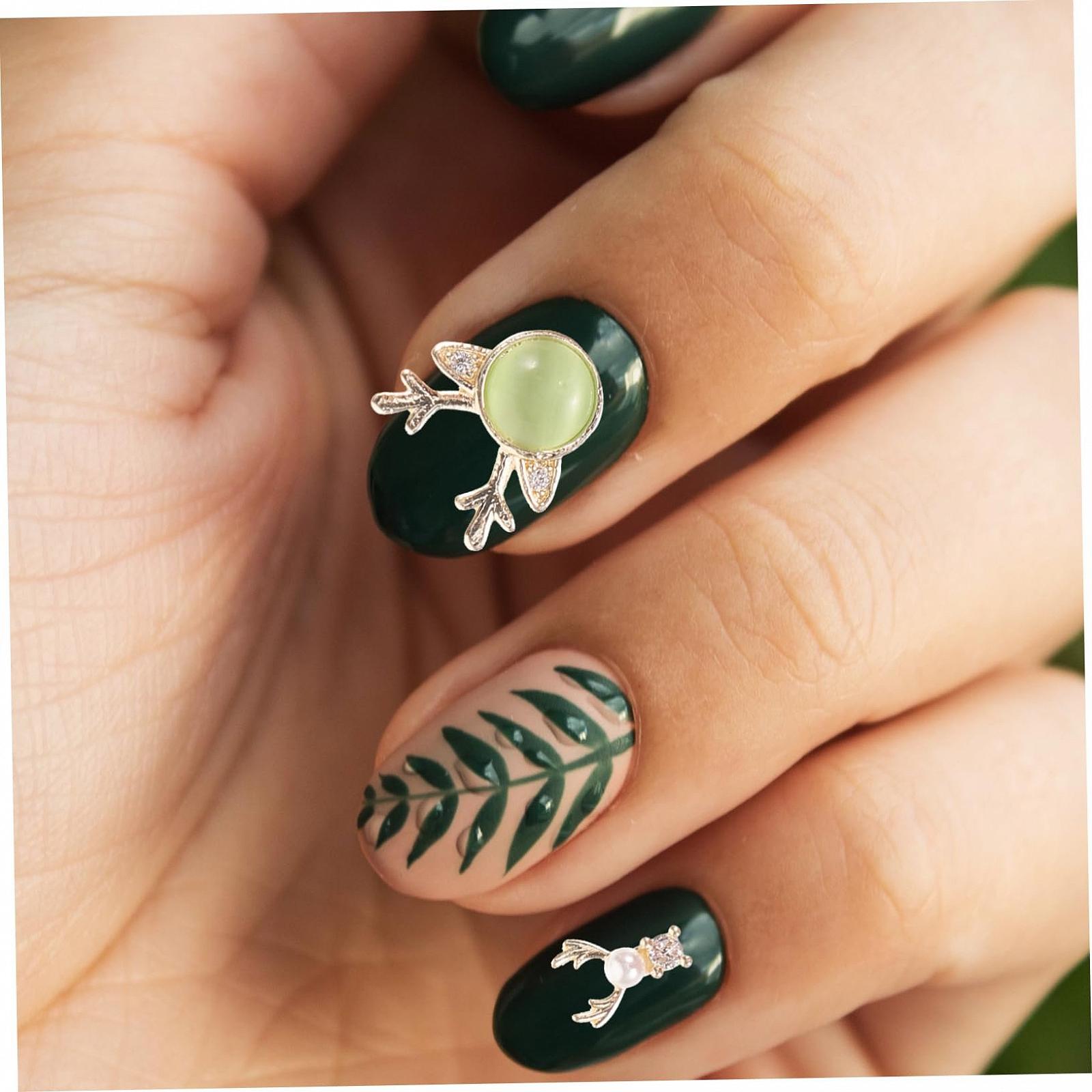 Подвеска для маникюра Amosfun Рождественское украшение Голова оленя Циркон Металл, 5 шт, фото №9