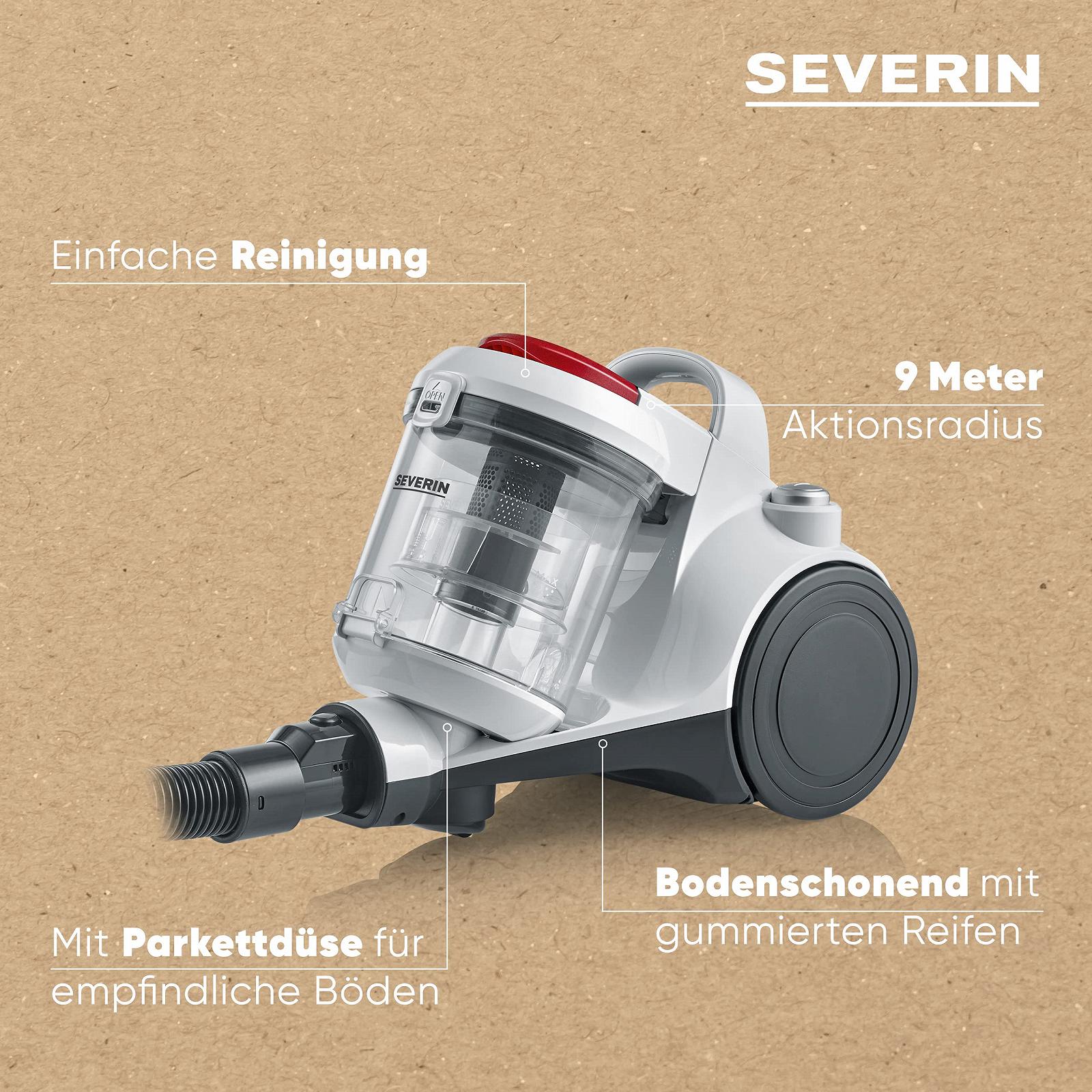 Пылесос SEVERIN CY 7106 2 л белый/серебристый/красный, фото №4 Пылесос SEVERIN CY 7106 2 л белый/серебристый/красный, фото №4
