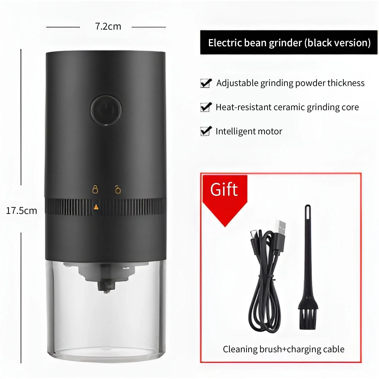 Електрична кавомолка Wancle 75 г, чорна, фото №2