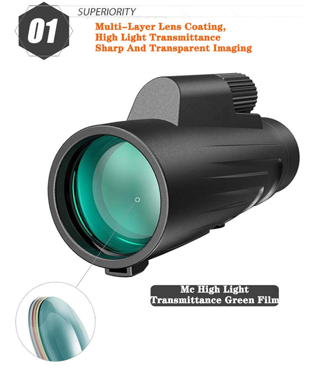 Монокуляр Spacmirrors 12X50-Telezoom з BAK4 призмами FMC лінзи, фото №5