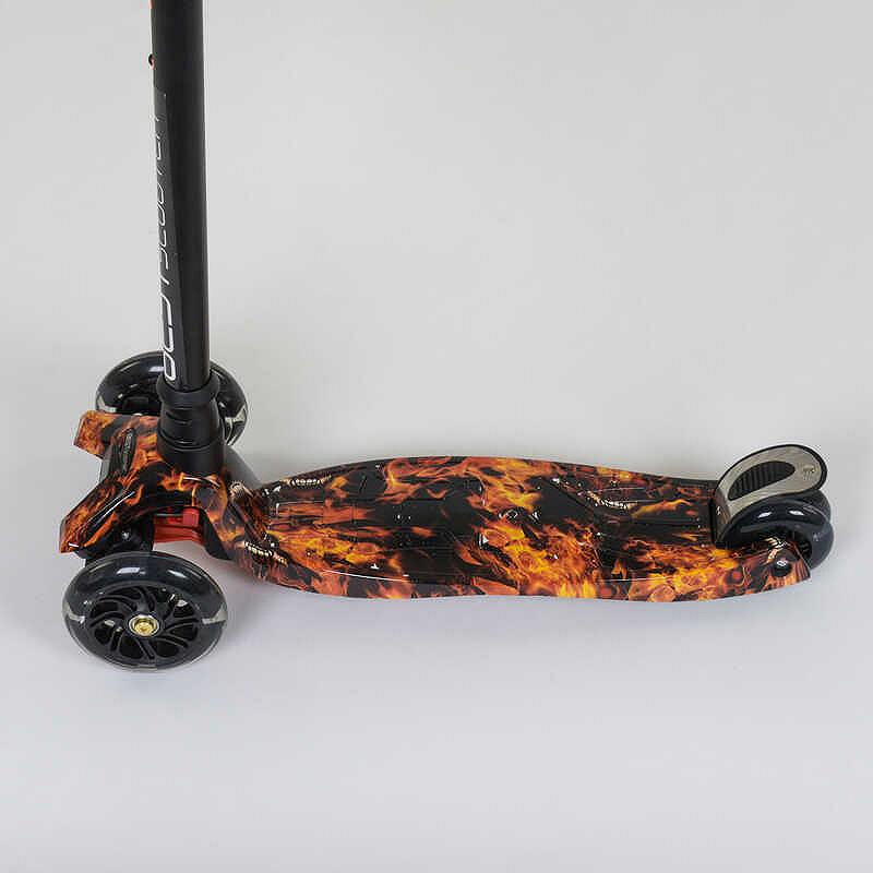 Самокат дитячий пластмасовий з алюмінієвою трубкою руля 4 колес Black/Orange 74312, фото №4