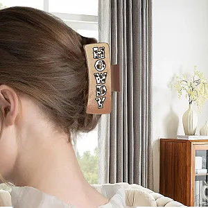 Заколка-краб для волос Euyehn Цветочный/Коровий принт Квадратный Желтый, 2 шт synthetic.ua - Фото 1