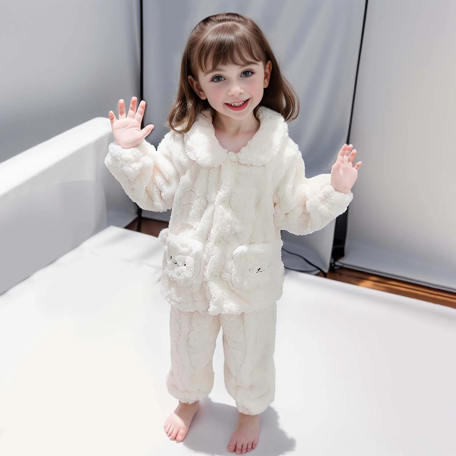 Пижама MNRIUOCII Для девочек Фланелевая Термальная Рубашка с длинными рукавами + Термальные Брюки Комплект 2 шт. Теплая Милая Одежда, фото №4 Пижама MNRIUOCII Для девочек Фланелевая Термальная Рубашка с длинными рукавами + Термальные Брюки Комплект 2 шт. Теплая Милая Одежда, фото №4