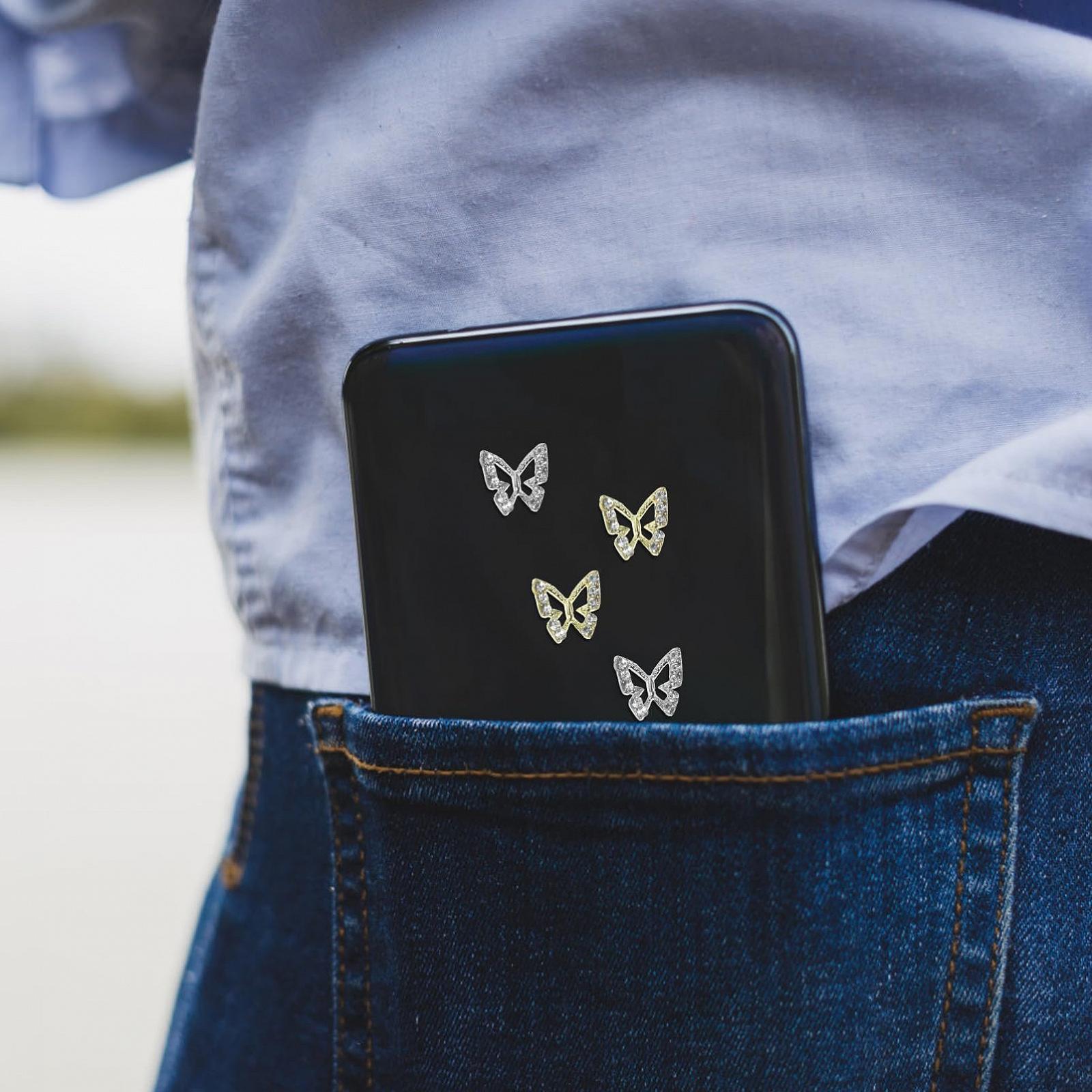 Підвіски у вигляді метеликів POPETPOP 3D, 40 шт., металевий сплав, стрази, блискучі прикраси для манікюру для щоденного використання на весіллях та вечірках, фото №2