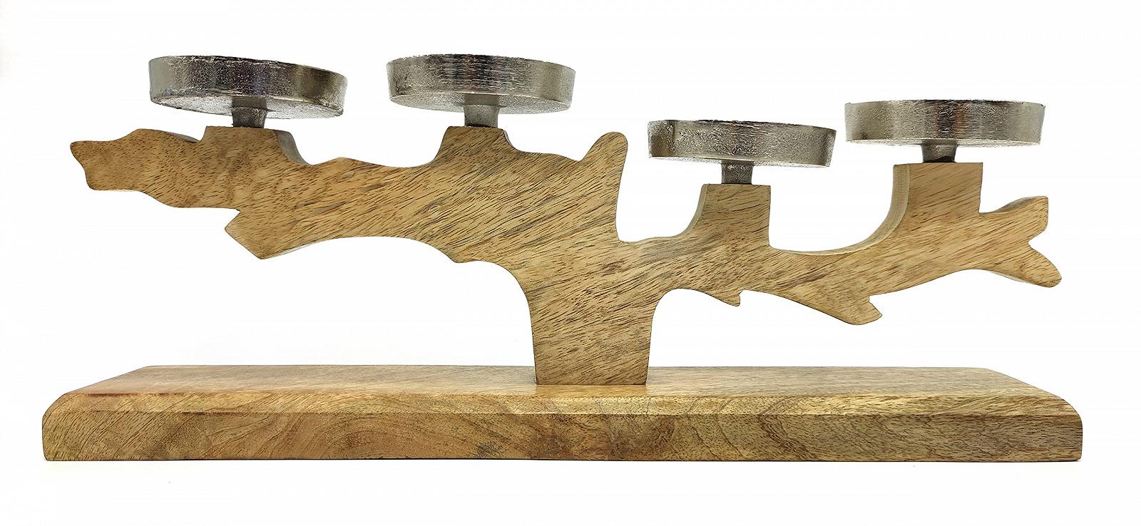 Підсвічник DARO DEKO Дерев'яний і металевий 16 x 41 см Коричневий Срібний, фото №4