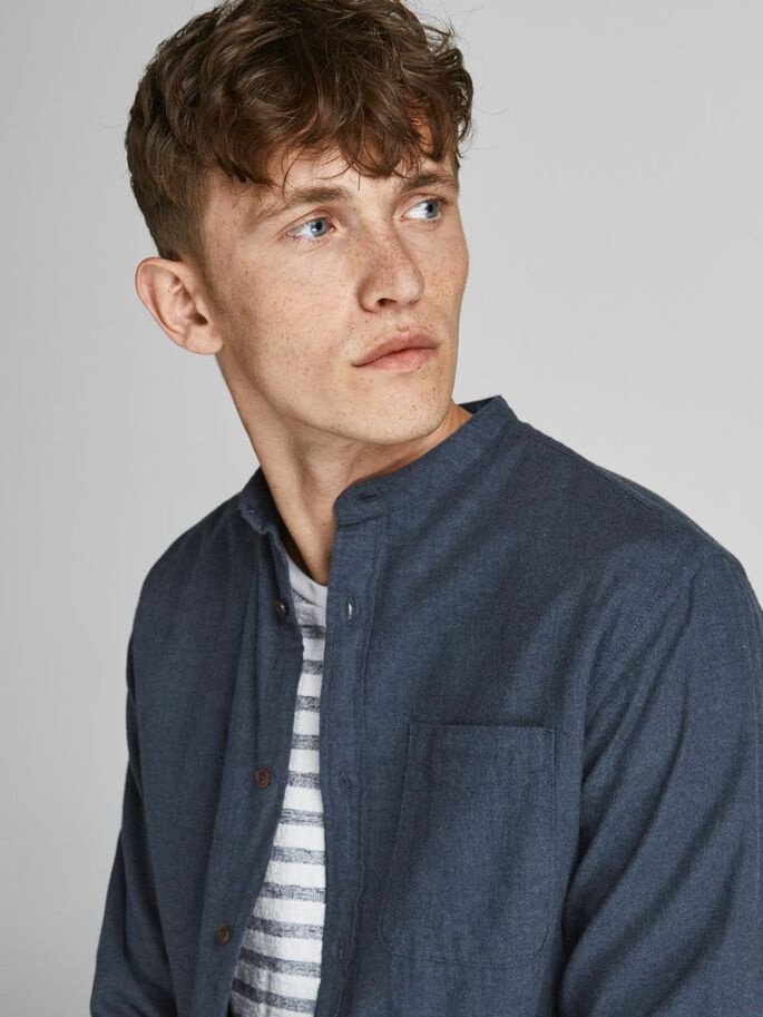 Рубашка Jack&Jones JJEBAND HEATHER L/S STS 12189769, SLIM FIT, тёмно-синий, XL, фото №4