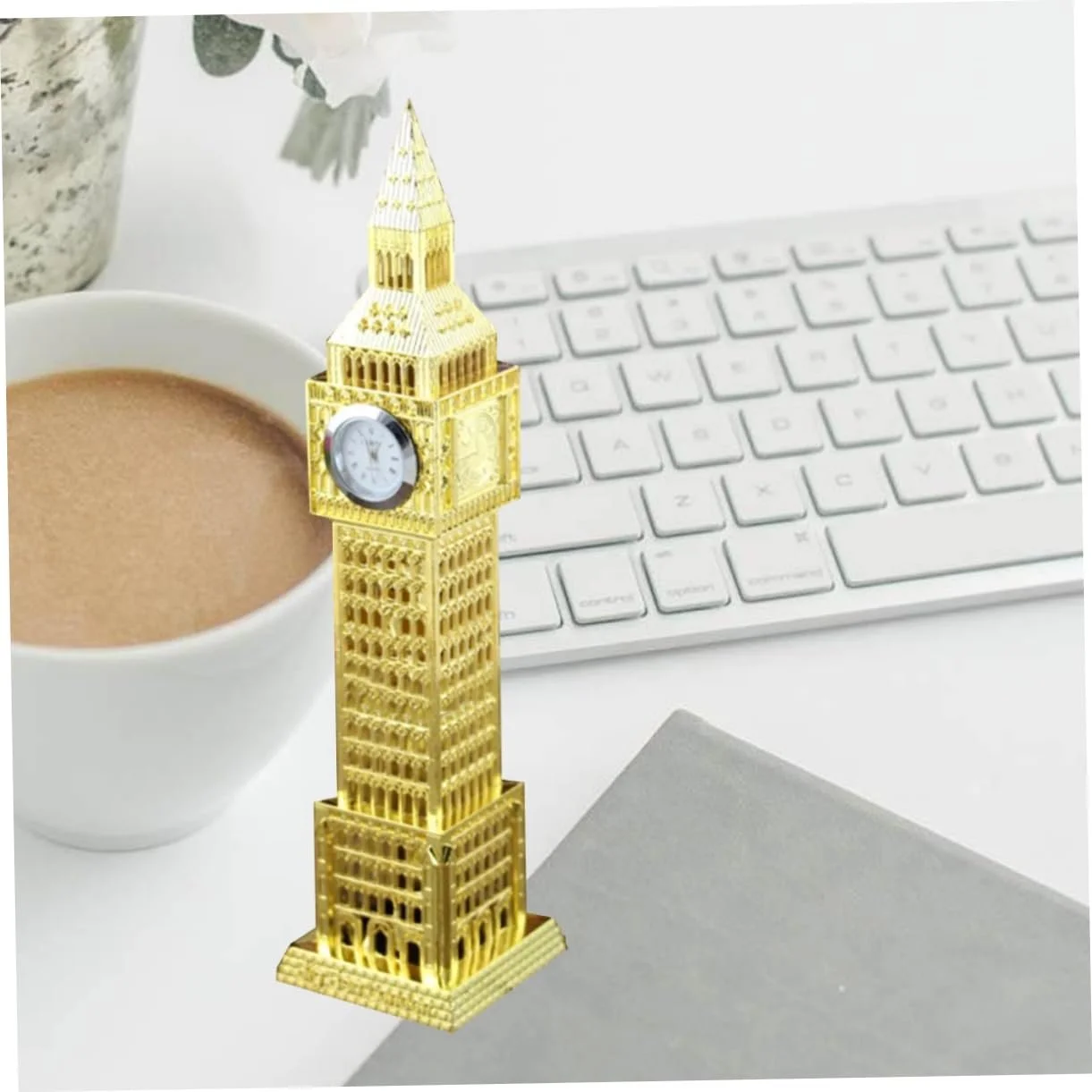 Годинник-будильник Вежа PartyKindom Металевий Золотий, фото №5