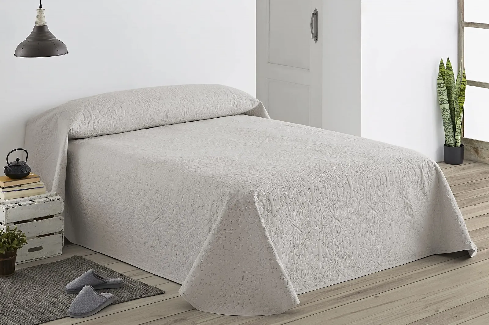 Покривало Easycosy 240 x 270 см - Покривало з тисненням, стьобане з обох сторін, слонова кістка / бежевий, фото №1