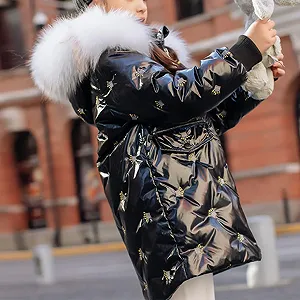 Пухова куртка для дівчаток з штучного хутра, тепла synthetic.ua - Фото 1