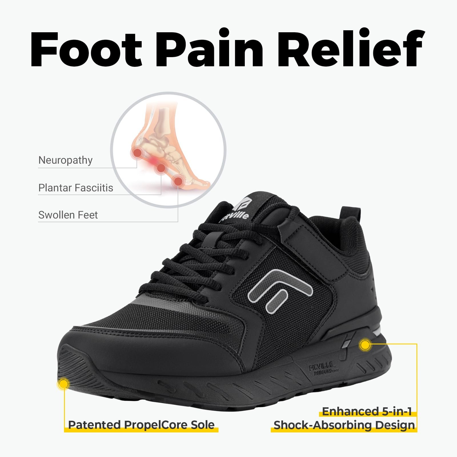 Кросівки FitVille Чоловічі для бігу, дуже широкі, із застібкою на липучці, фото №5