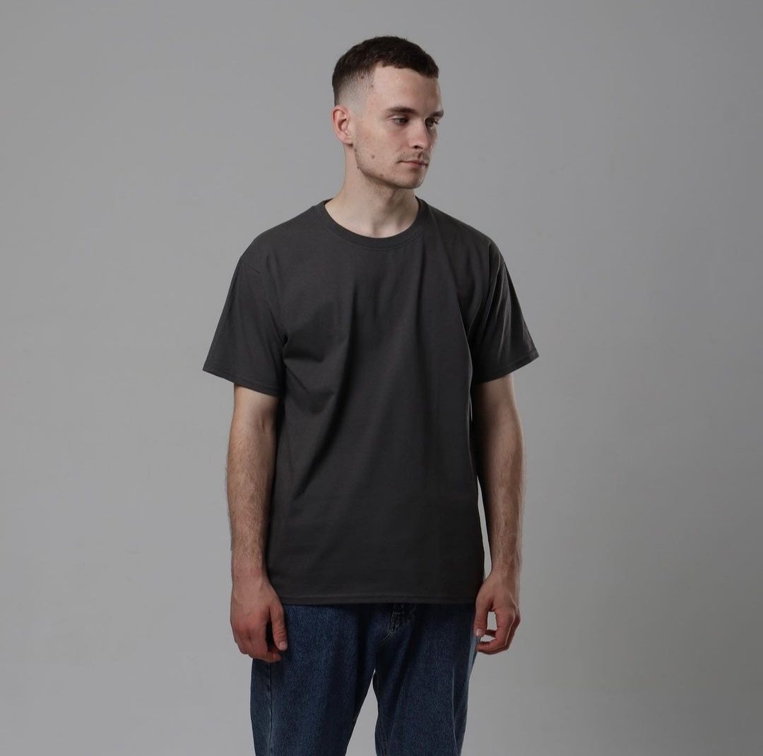Графітова бавовняна однотонна футболка унісекс, фото №2