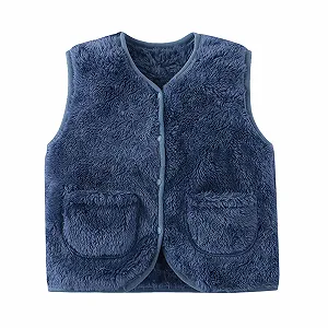 Жилет Флисовый для мальчиков Зимний Флис Куртки Мальчики Девочки Полярный Флисовый Жилет Без рукавов Пушистый Безрукавка Детская Куртка Однотонный Верх - Фото 1