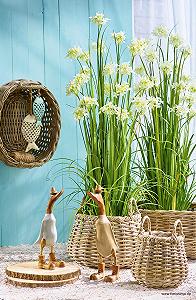 Кошик садовий Klocke Pflanzgefäße ротанг овальний натуральний (набір з 2 шт.) synthetic.ua - Фото 1